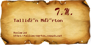 Tallián Márton névjegykártya