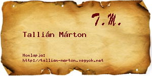 Tallián Márton névjegykártya